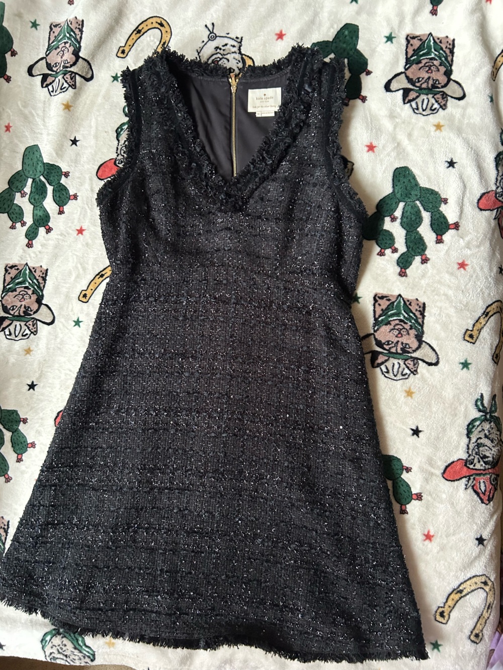 kate spade Black Tweed Sleeveless V-Neck Dress